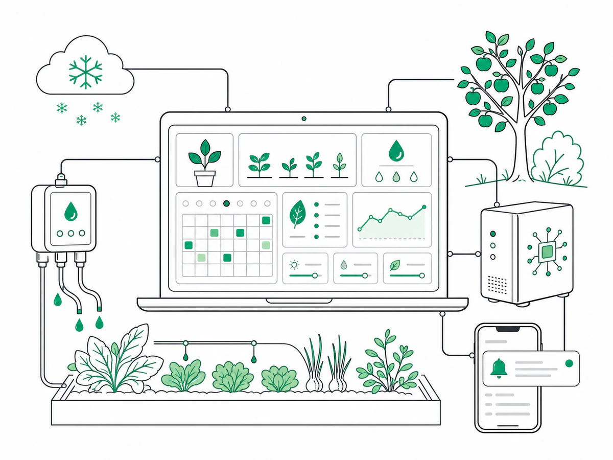 Плоская 2D-схема локальной платформы управления садом AgroHome