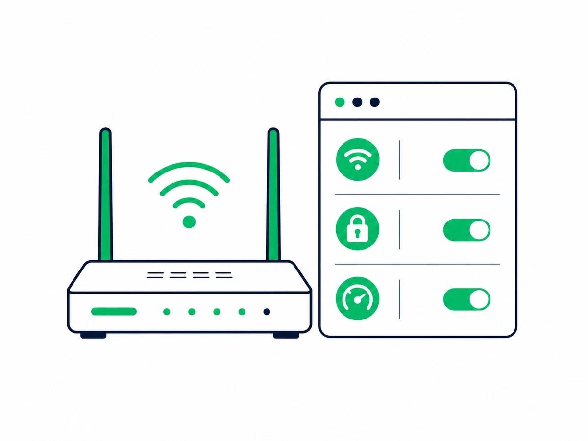 Wi-Fi роутер и панель настроек безопасности и трафика